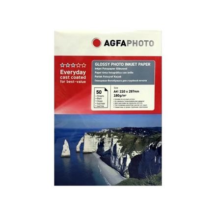 Фотобумага для струйной печати глянцевая А4, 180 г/м2 ,50л, цв.пакет AGFA