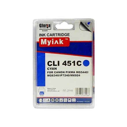 Картридж для CANON CLI-451 XLC PIXMA iP7240/MG6340/5440/7140 Cyan (12ml, Dye) MyInk