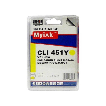 Картридж для CANON CLI-451 XLY PIXMA iP7240/MG6340/5440/7140 Yellow (12ml, Dye) MyInk SAL