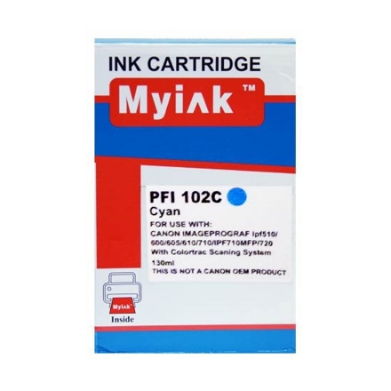 Картридж для CANON PFI-102C IPF 500/600/700 Cyan (130ml, Dye) MyInk